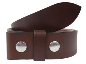 1.5" Wide Chestnut Leather Belt Strap with Snaps
