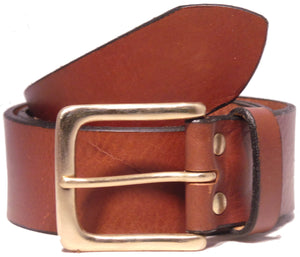 Brass Half Square 1 3/4" Inch Leather Belt
