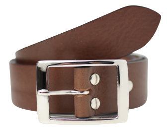 Silver Rectangle 1 1/2 Inch Leather Belt