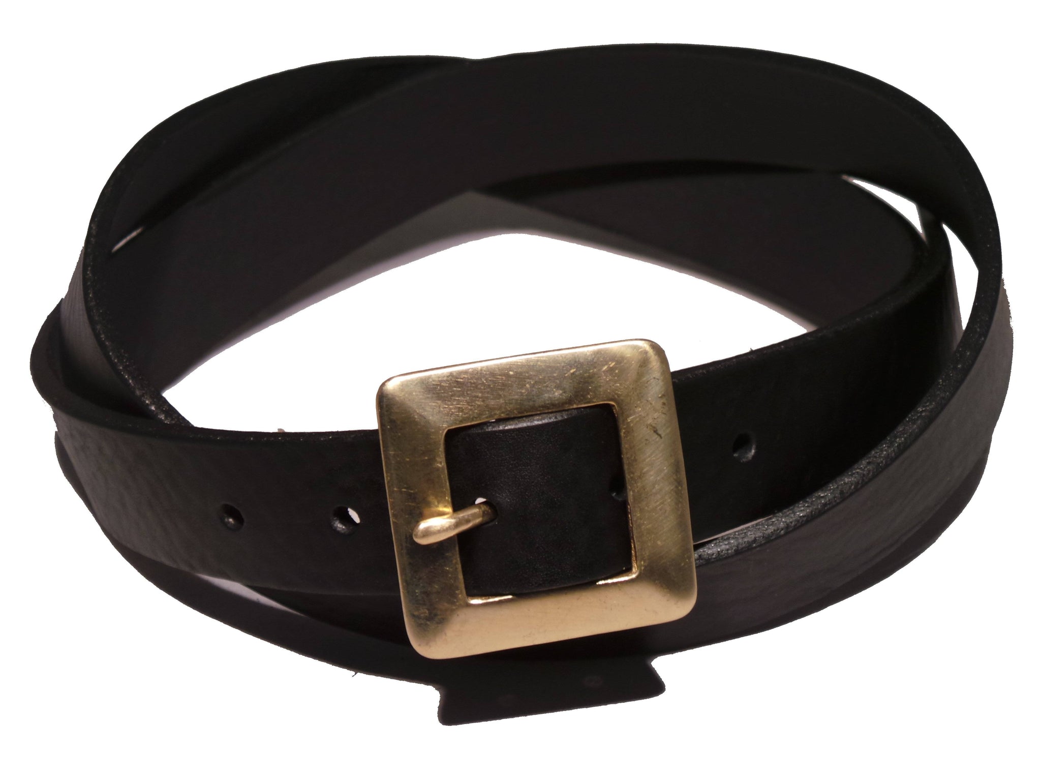 Brass Square 1 Inch (25mm) Leather Belt | Leather Trouser Belts