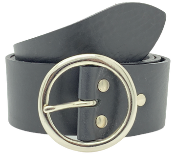 2 Inch Black Leather Belt