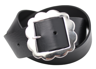 2 Inch Black Leather Belt