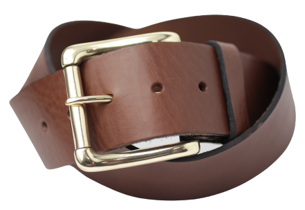 Brass Roller 2 Inch Wide Leather Belt