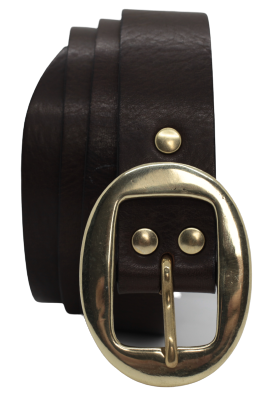 32mm Brass Oval Buckle Leather Belt