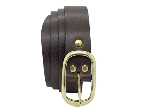 32mm Dark Brown Leather Trouser Belt