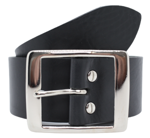 Mens Genuine Black Leather Belt  Silver Rectangle 2 Inch Wide Size –  Buckle My Belt