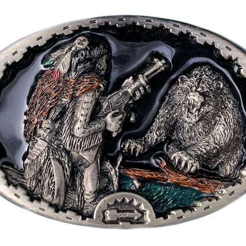 Bear and Indian Belt Buckle