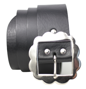 Black 2 Inch Wide Silver Buckle