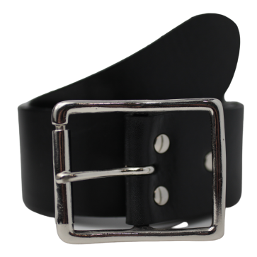 zwak Souvenir Mens Men's Black Leather Belts | Silver Rectangle Roller 2 Inch – Buckle My Belt