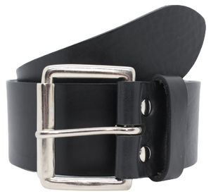 Leather Belt Silver Square 2 Inch Buckle