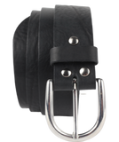 Black Designer Leather Belt 1.25 Wide
