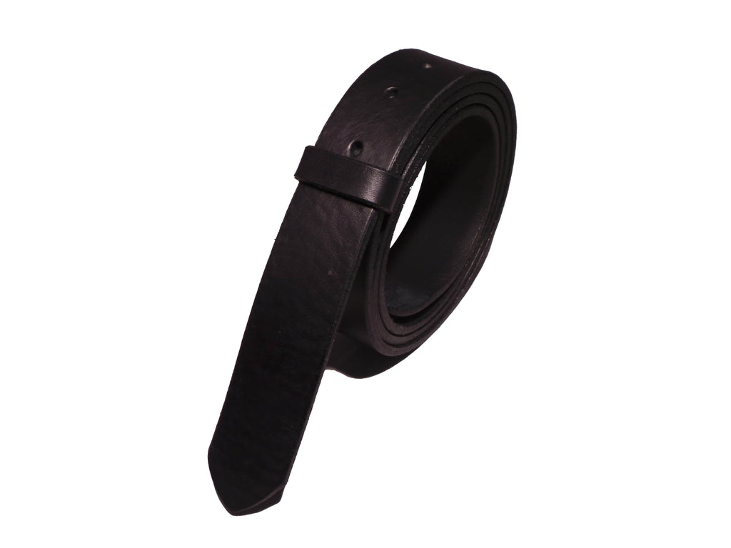 Blank Black Leather Belt Strap 1 1/4 Inch 32mm Wide Squared End