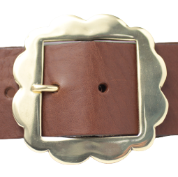 Brass Flower Buckle 2 Inch Leather Belt