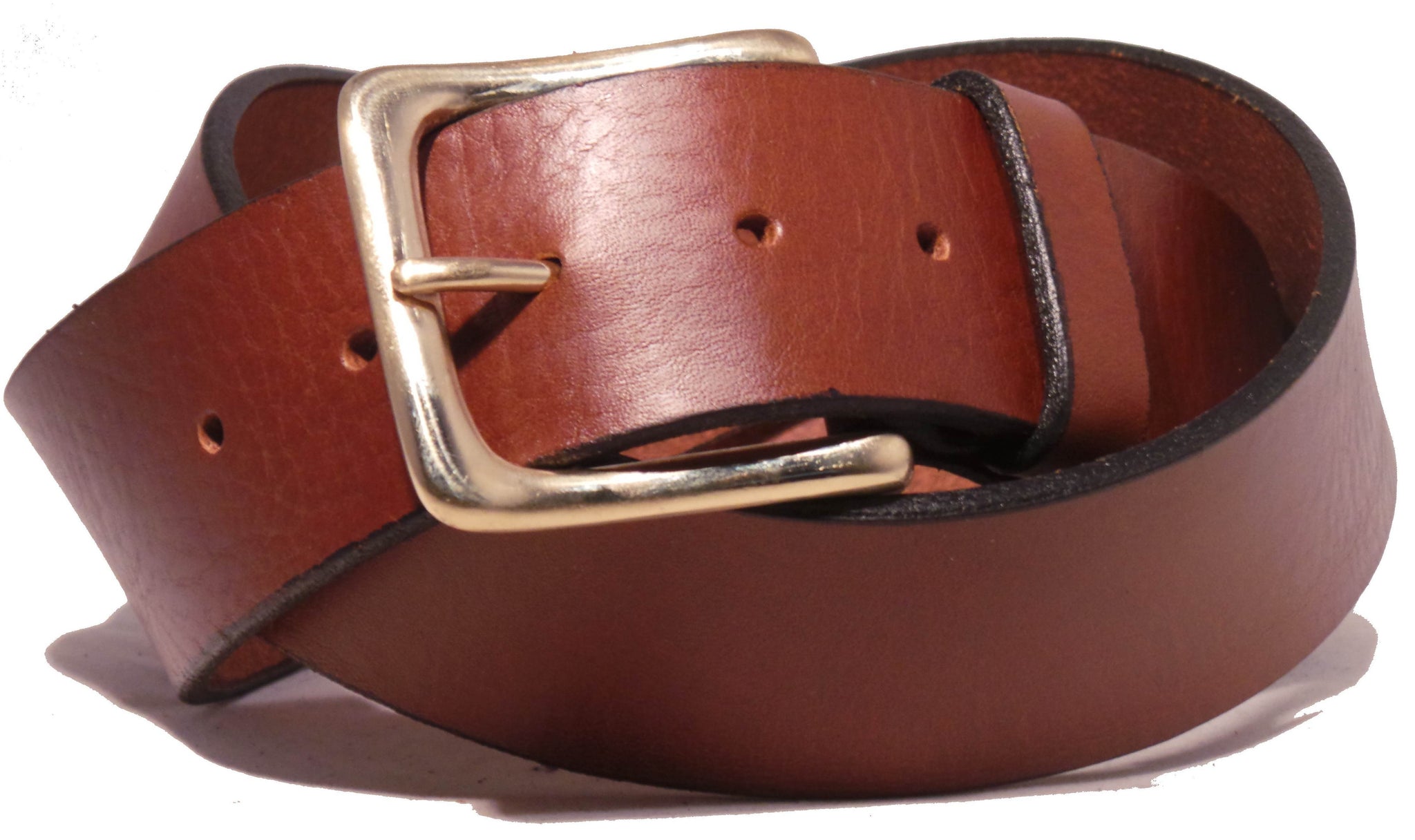 Dark brown leather belt with brass buckle app. 135cm, 22,99 €