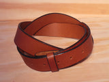 No Buckle 25mm Brown Leather Belt Strap