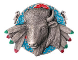 Buffalo on Indian Shield Belt Buckle