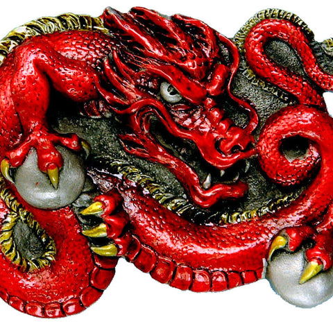 Chinese Dragon Red Belt Buckle
