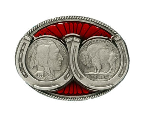 Coins and Horseshoe Belt Buckle