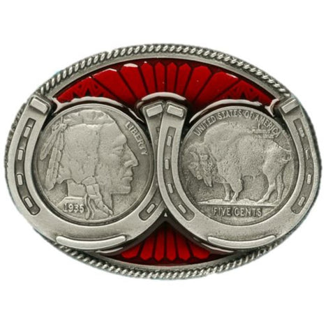 Coins and Horseshoe Belt Buckle