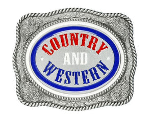 Country Western Red White Blue Belt Buckle