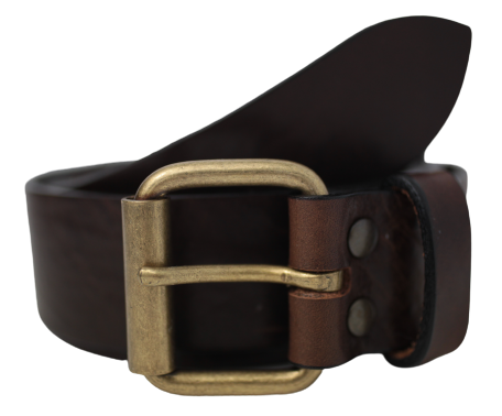 Dark Brown Antique Brass Buckle Leather Belt