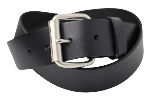 Designer 1 1/2 Inch Black Leather Belt