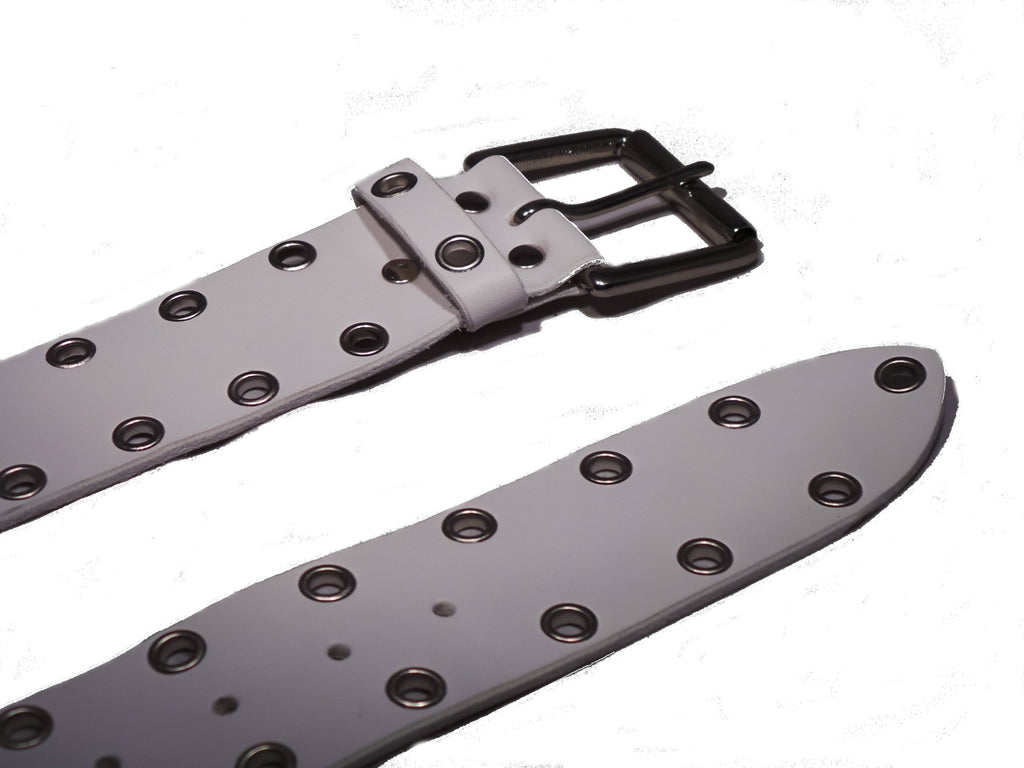 Designer White Leather Belt