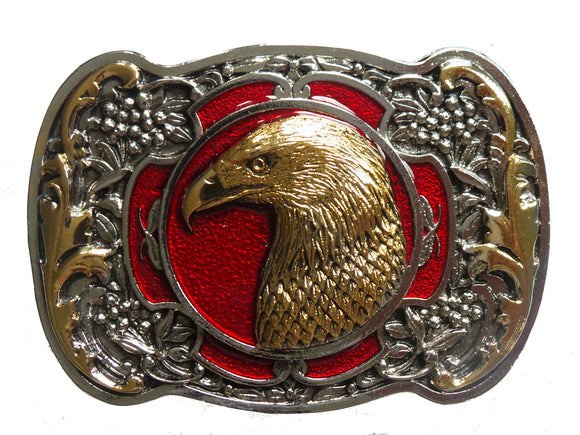 Eagle Head Red Gold Belt Buckle