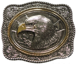 Eagle Head Silver Gold Belt Buckle