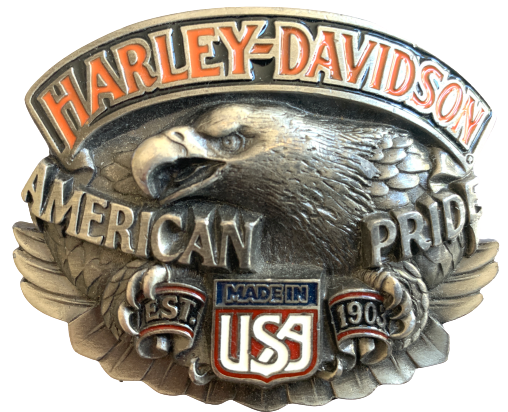 Harley Davidson Belt Buckle With Eagle and Red White Blue Stripes
