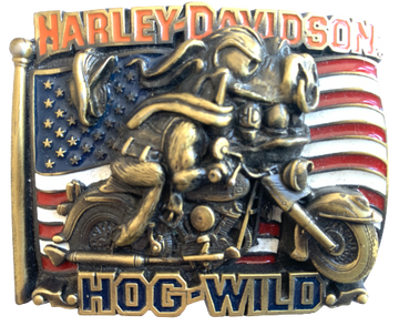 Harley Davidson Hog Wild Gold Belt Buckle