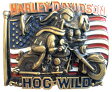 Harley Davidson Hog Wild Gold Belt Buckle