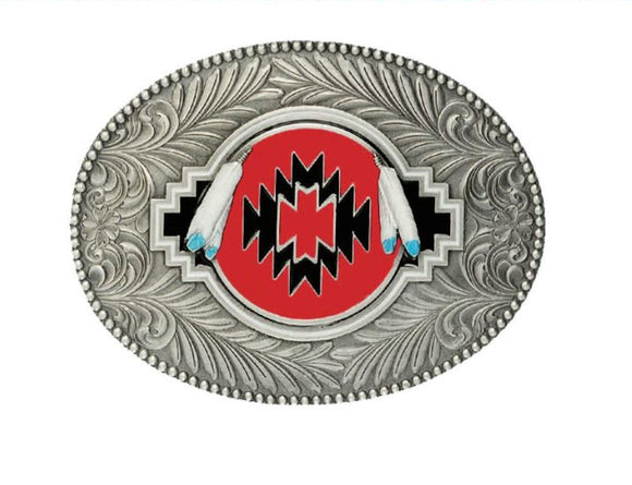 Indian Shield Red Belt Buckle