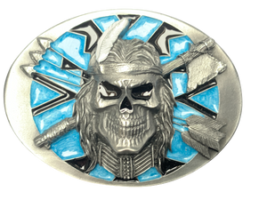 Indian Skull and Arrows Belt Buckle