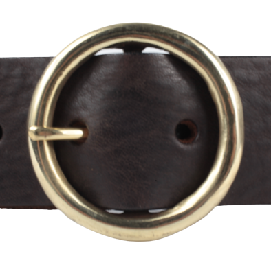 1.5 Inch Dark Brown Leather Jean Belt | Brass Buckle  display picture 1