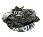 Live To Ride Eagle Scroll Belt Buckle