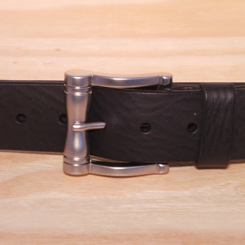 38mm Black Leather Trouser Belt
