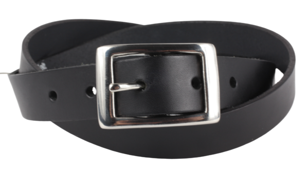Silver Rectangle 1 Inch Black Leather Belt | Men