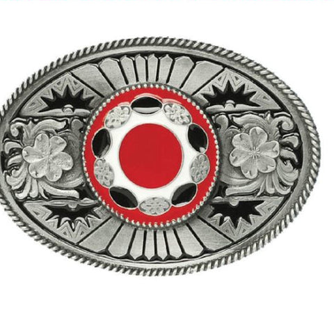 Oval Stone Red Belt Buckle