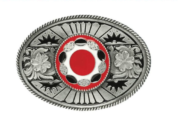 Oval Stone Red Belt Buckle