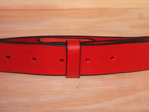1 1/2" Inch Red Leather Belt Strap