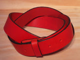 No Buckle 45mm Red Leather Belt Strap