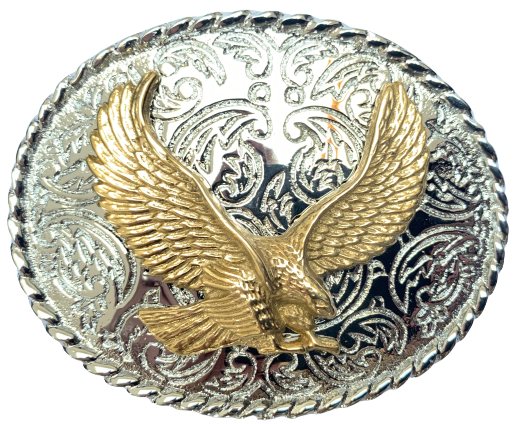 Rodeo Brass Eagle Silver Oval Belt Buckle