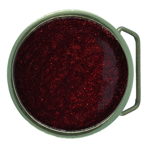 Round Red Glitter Disc Belt Buckle