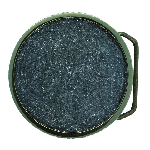 Round Silver Glitter Disc Belt Buckle