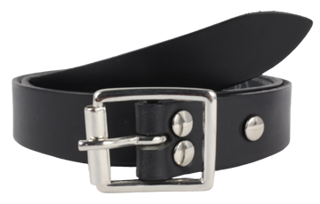 Silver Rectangle Roller 1 Inch Leather Belt