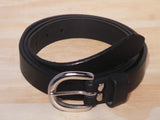 1" Inch Black Men's Leather Trouser Belt
