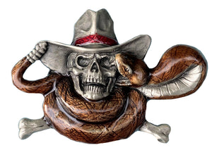 Snake Hat And Skull Belt Buckle