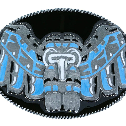 Totem Western Black and Turquoise Belt Buckle