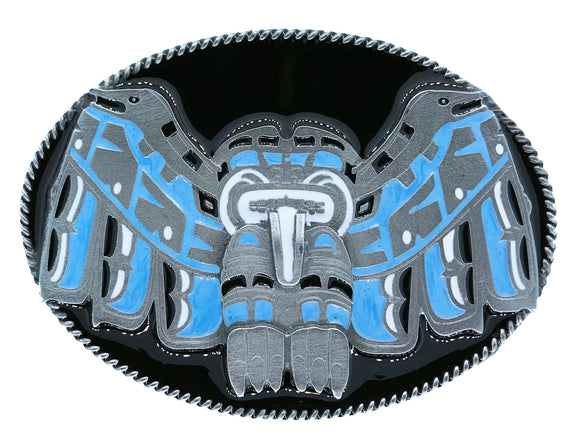 Totem Western Black and Turquoise Belt Buckle